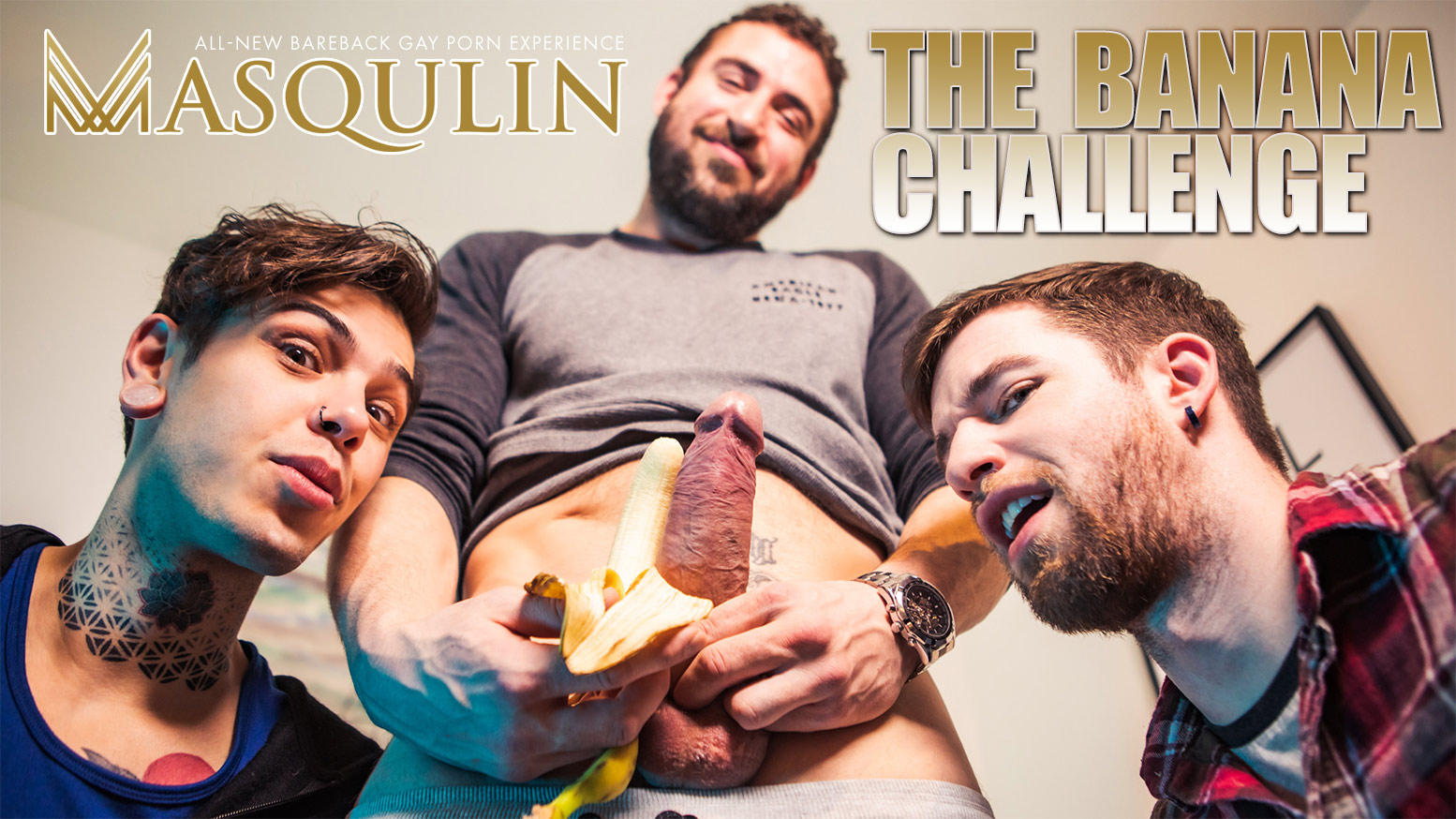 MASQULIN: Dex Parker, Derek Thibeau and Thyle Knoxx in The BANANA  Challenge - WAYBIG